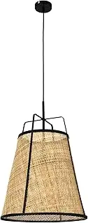 Beacon Lighting Hayes 1 Light Large Pendant in Black with Natural Rattan