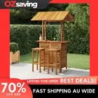 Garden Bar Set Acacia Wood Stools Table Outdoor Patio 3 Piece 113cm 6008