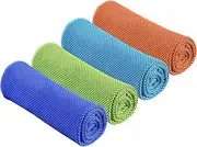 [4 Pack] Cooling Towels (40"x12") Ice Towels for Neck, Microfiber Golf Towels, Soft Breathable Chilly Towel for Yoga, Sports, Golf, Gym, Camping, Running, Fitness
