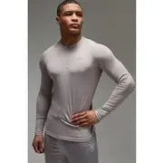 Mens Light Grey Man Active Muscle Fit Crew Neck 1/4 Zip