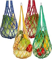 4Pcs Hanging Chicken Feeder Poultry Fruit Holder Chicken Toys Multi Function Vegetable Mesh Bag for Poultry Hens Duck Large Birds