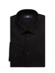 Cavalli Class By Roberto Cavalli Slim Textured Dress Shirt Size 16 Black NWT