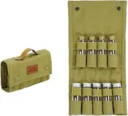 [Generic] Seasoning Bottle Storage Bag Travel Spice Holder with Spice Bottle for Camping Hiking Army Green Storage Bag and Bottle