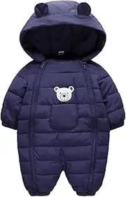 [Simplee kids] Unisex Onesie Baby Romper Toddler Warm Outwear Winter Coat Double Zipper Baby Hooded Snowsuit