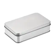 Metal Tin Box, 5.31" x 3.15" x 1.38" Tinplate Containers with Lids, Silver Tone