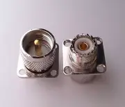 UHF Female SO239 to UHF Male PL259 with 4 holes flange RF Coax Adapter Connector