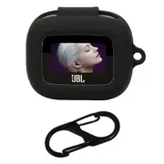 For JBL Live Flex 3 Case Anti-drop Earphone Silicone Cover with Hanging Buckle - Black