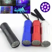 Mini Aluminum 395 Light Flashlight 9 LED Torch Lights Lamp NEW