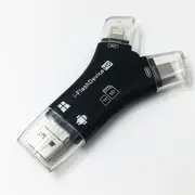 Y Pattern 4 in 1 Micro USB Type-C Lightning USB High-speed Interface Card Reader SD TF Card Reader for iPad Android iOS OTG Reader BLACK COLOR