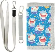 [Yoogain] Cute Cartoon Blue Hippo slim wallet gifts for young pop mens wallet with lanyard, cute cartoon blue hippo, 1 size, Fashion