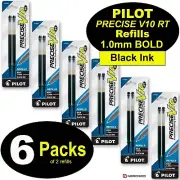 Pilot Precise V10 RT Refills 13905, Black Ink, 1.0mm Bold, 6 Packs of Refills