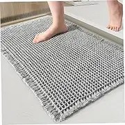 Waffle Bath Mat 24"X36" Soft ＆ Absorbent Woven Bath Mat Non Slip Waffle Bathroom Rug Machine No Shredding Washable Bathroom Mats with Tassels for Bathroom Floor Beside Tub Grey, Woven Bath Mat, Waff
