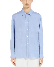 Max Mara Elise Flax Linen Button Front Shirt