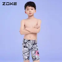 在飛比找蝦皮商城精選優惠-Zoke 兒童訓練泳褲 高品質氨綸男孩運動及膝游泳短褲比賽