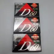 3 Cassette Tape TDK D60 High Output Slimline EcoCase Blank Audio New Sealed