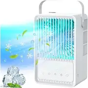 [Ziodpwp] Air Conditioners Evaporative Air Cooler with 3 Wind Speeds 7 Colors Light Personal Air Conditioner for Room Office