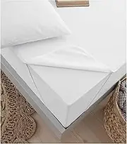 Vienberg Cotton Mattress Topper 90 x 200 cm, Waterproof, Breathable and Wrinkle-Free, Mattress Protector, Low Noise & Skin-Friendly, Polyurethane Coating, Mattress Protector Cover