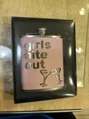 Liquor Flask Stainless Pink Leatherette Girls Night Out Cover Bey Berk New 6oz