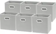6 Pack - SimpleHouseware Foldable Cube Storage Bin with Handle, Grey