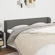 Bed Headboard, Beds Head Frame with Ears Dark Grey 203 cm Fabric