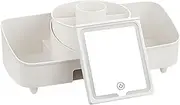 [Generic] Travel Makeup Case with Mirror, Rotatable Cosmetic Storage, Makeup Cosmetic Organizer Box with Detachable Lighted Mirror for Travel