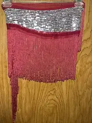 Belly Dance Costume Sequins Tassel Fringe Hip Scarf Belt Waist Wrap Skirt MAROON
