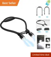 Adjustable LED Neck Light for Reading, Knitting, Crafts - 3 Color Modes Flexible