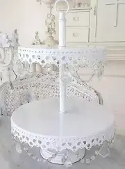 2 Tier Candelabra White Cupcake Wedding Birthday Cake Christmas Display Stand Nw