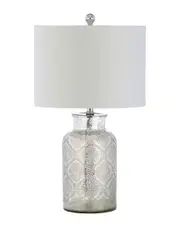JONATHAN Y Designs Emilia 24.5in Trellis Pattern Glass LED Table Lamp