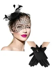 Geyoga 50s Fascinator Hat for Women Funeral Veil Hat Pillbox Cocktail Tea
