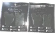 2 Jade Gua Sha Sets Beauty Face Tools Skin Care Natural Crystal Stone