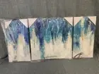 Canvas Wall Art Prints 3 Panel 20x40" - Blue Pattern - New