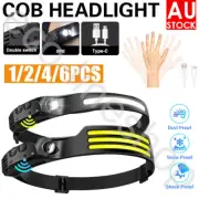1-6x Waterproof COB Headlamp Night Buddy LED Motion Sensor Head Torch Headlight