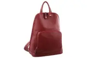 Milleni Womens Twin Zip Backpack Nappa Italian Leather Bag Travel - Red