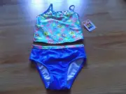Size 2T Healthtex Tankini Swimsuit Swim Bathing Suit Aqua Blue Donuts Pineapple