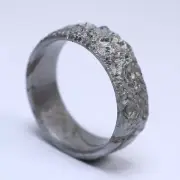 Meteorite Moon Surface Ring (US 12 ) Muonionalusta Ring, Wedding Ring AB439
