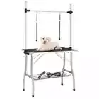 Adjustable Dog Grooming Table with 2 Loops&Basket 110x60x76/90x60x76 cm vidaXL