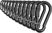 Branded Boards Black & Silver Heavy Duty Bushcraft Locking Thumb Screw Zinc-Galvanized Steel Carabiner Spring Snap Clip Link Hooks 200-400lb Load. 6 & 12 Packs