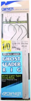 Owner 5214-111 Ghost Leader Fluorocarbon 3 Per Pack With Light Circle