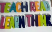 Teach Read Learn Think Words School Teacher Décor Wood Kids Bedroom Elementary
