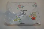 Vintage JC Penney White w Floral Flat Sheet Full Size NOS in Package