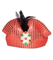 Red Sequin King Queen Prince Crown Royal Adult Medieval Highness FEATHER Costume