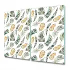 Glass Meat Board Induction Ceramic Hob Cover Ethnic Watercolour Feathers 2x30x52