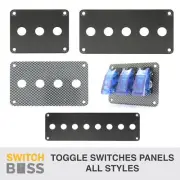 ALUMINIUM TOGGLE SWITCH PANELS - Black Carbon Look Housings suit 12v 24v On Off