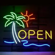 Palm Tree Open Sun 20"x16" Neon Sign Lamp Bar With Dimmer