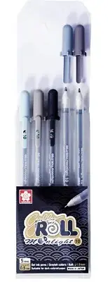 Sakura Moonlight Gelly Roll Pen Set of 5 Grey for Smooth Writing, Art, Crafts AU
