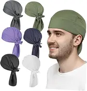[COMPUKAS] 6pcs Tied Skull Caps Breathable Quick Drying Outdoor Head Wraps for Cycling Running and More Comfortable Bandanas for Active Men