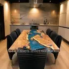 Custom walnut wood Blue Epoxy River dining Tables - Handmade furniture table