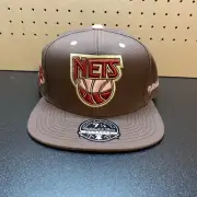 Mitchell & Ness New Jersey Nets Cap Hat 7 1/2 Fitted Brown Sugar Bacon Brooklyn