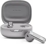 JBL Live Flex, JBL Signature Sound and Personi-Fi 2.0, True Adaptive Noise Cancelling, Up to 40 (8+32) hours of playtime with Wireless Charging, 6 mics for perfect calls with zero noise, Silver